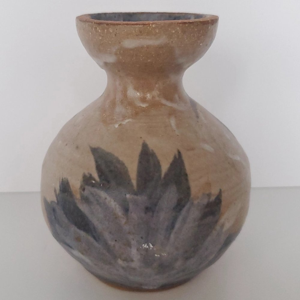 SCHORBACH 1974 | RARE Canadian Pottery Small Bottleneck Vase w/ Painterly Glaze